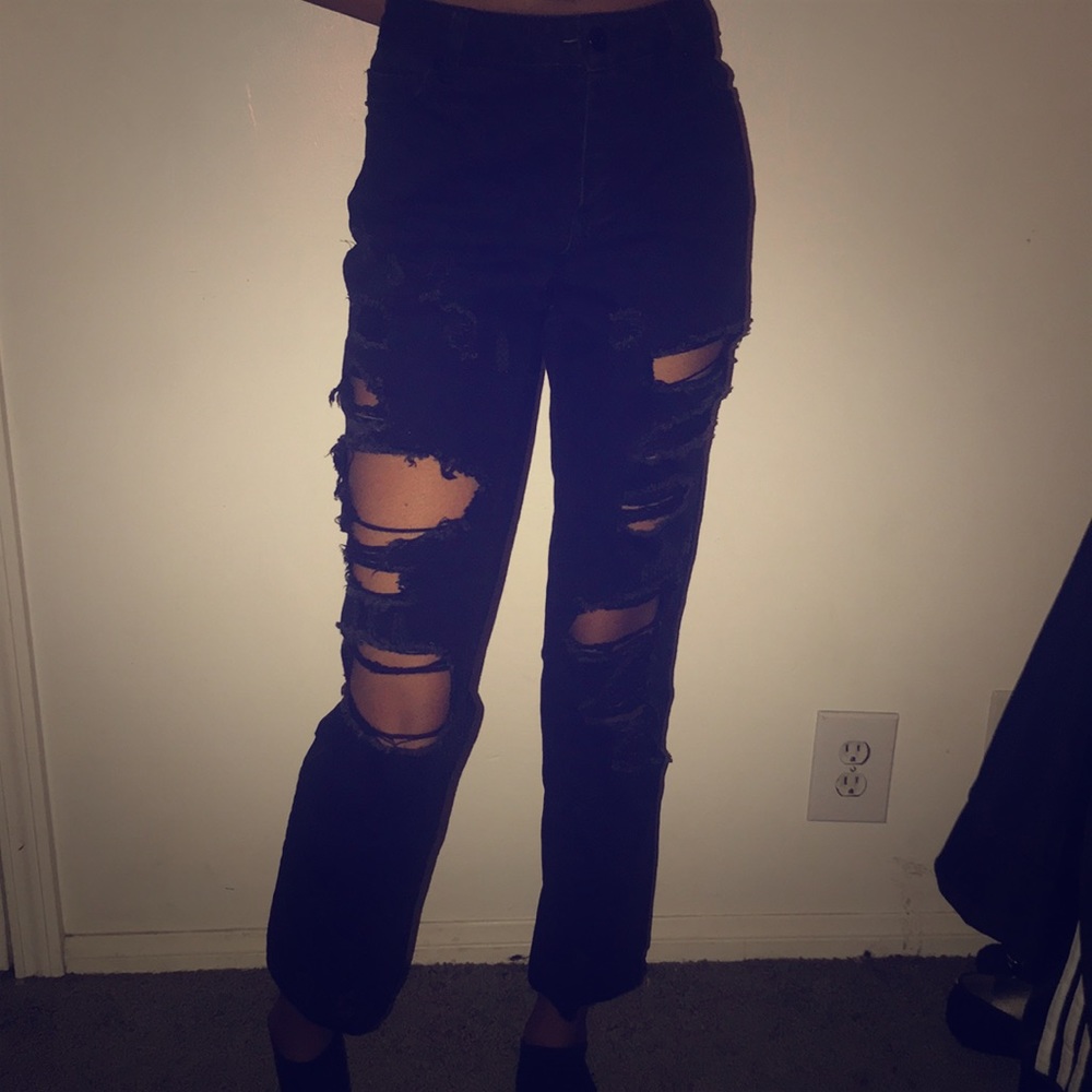 Black ripped jeans